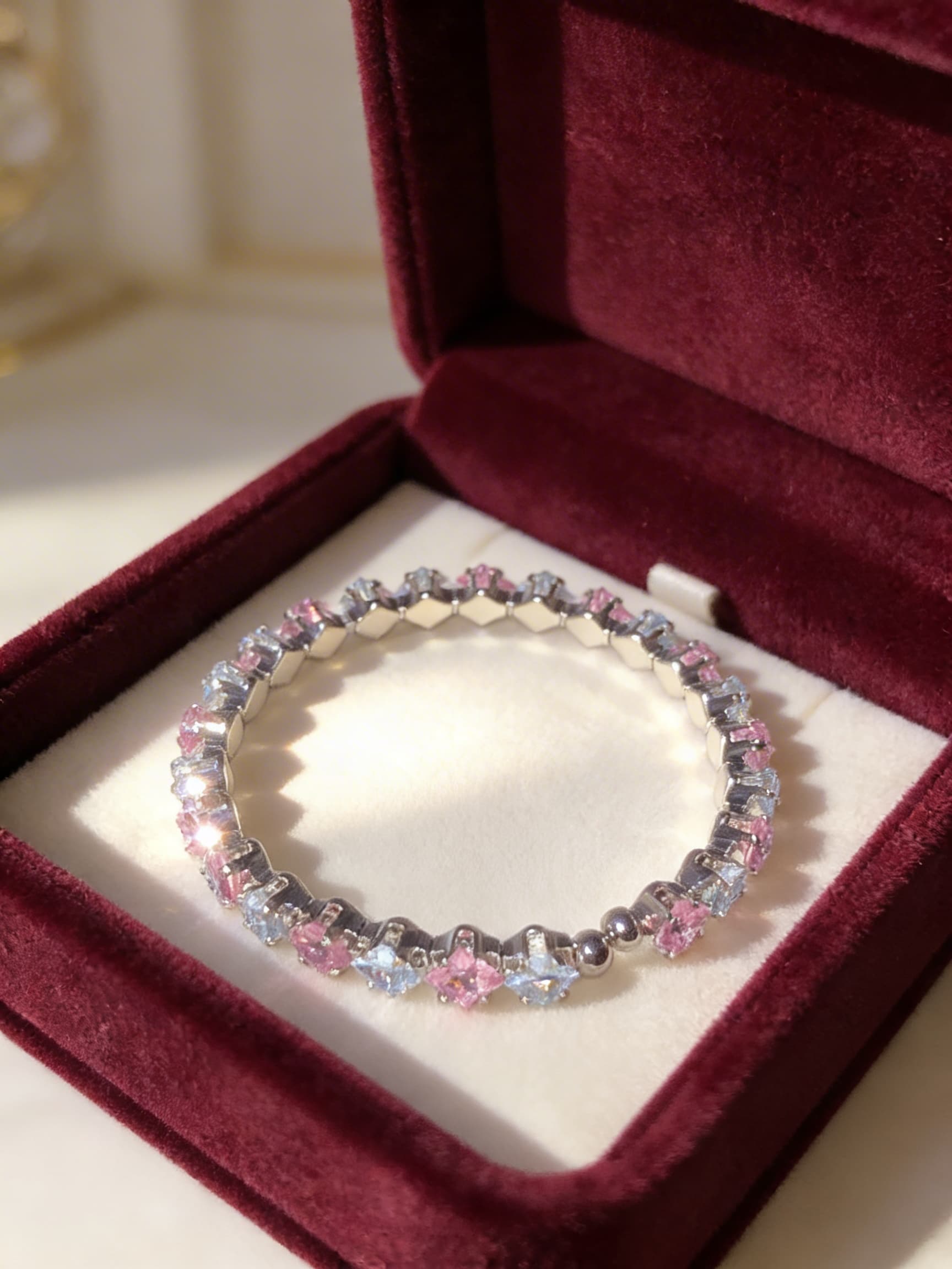 The Rosé Baguette Tennis Bracelet - View Details The Rosé Baguette Tennis Bracelet