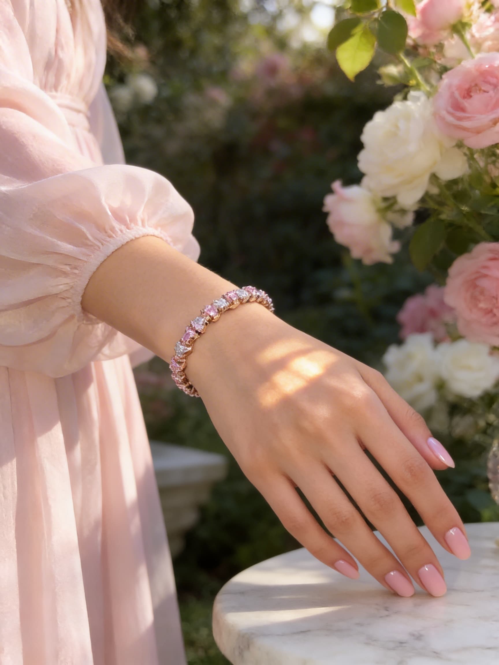 The Rosé Baguette Tennis Bracelet - View Details The Rosé Baguette Tennis Bracelet - Image 4